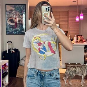 Sailor Moon Pastel Blue & Purple Tie Die Crop Baby Shirt Size M